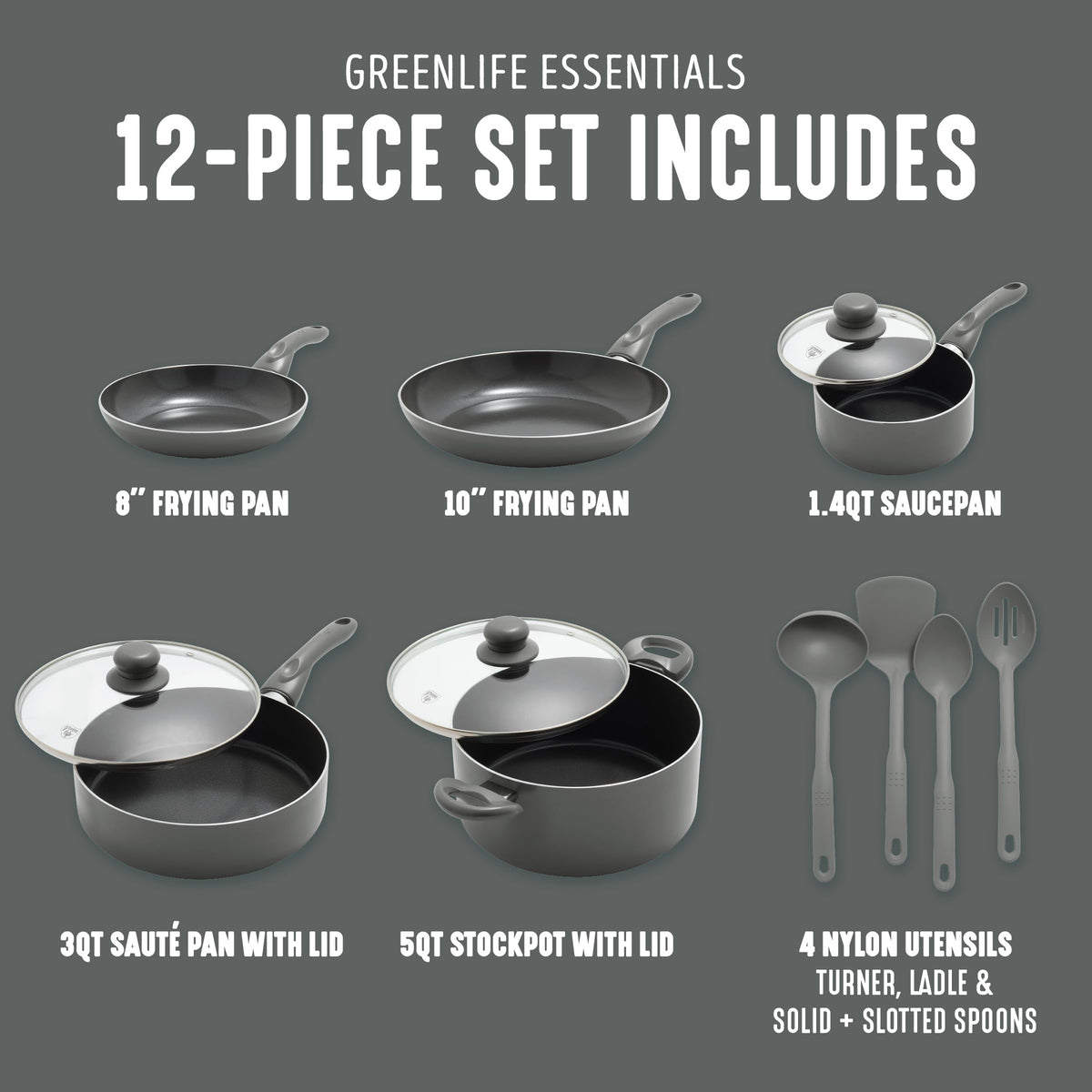 12 Piece Ceramic Nonstick Cookware Set Z855934