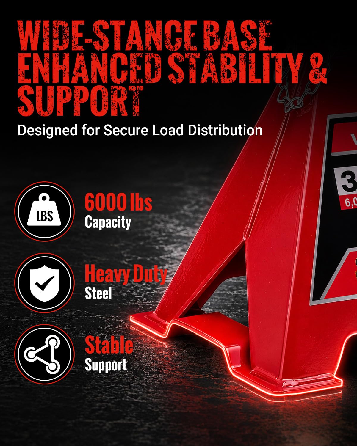 3 Ton Jack Stands with Double Lock, 1 Pair E605
