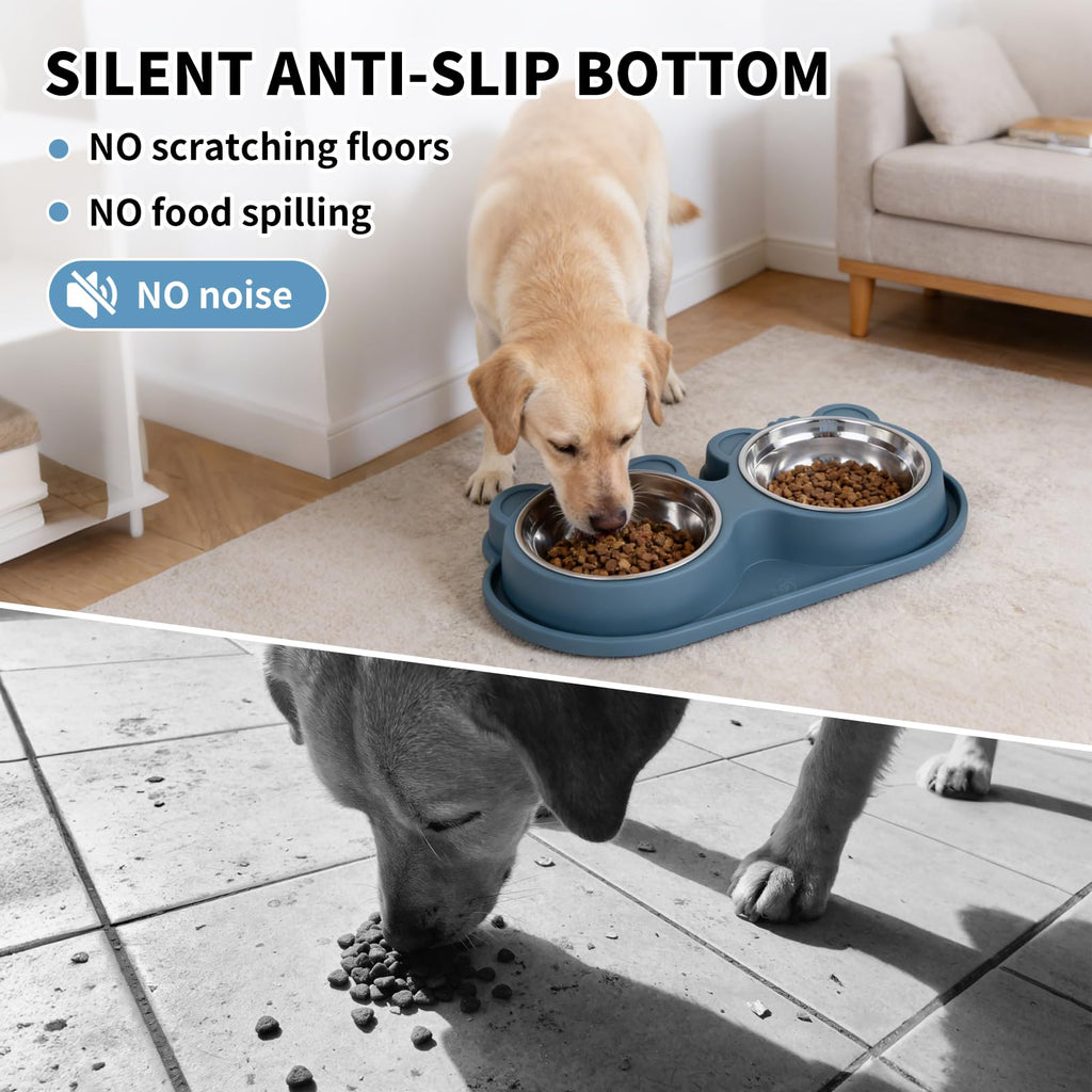 Stainless Steel Double Pet Bowls with Non-Slip Base L5745