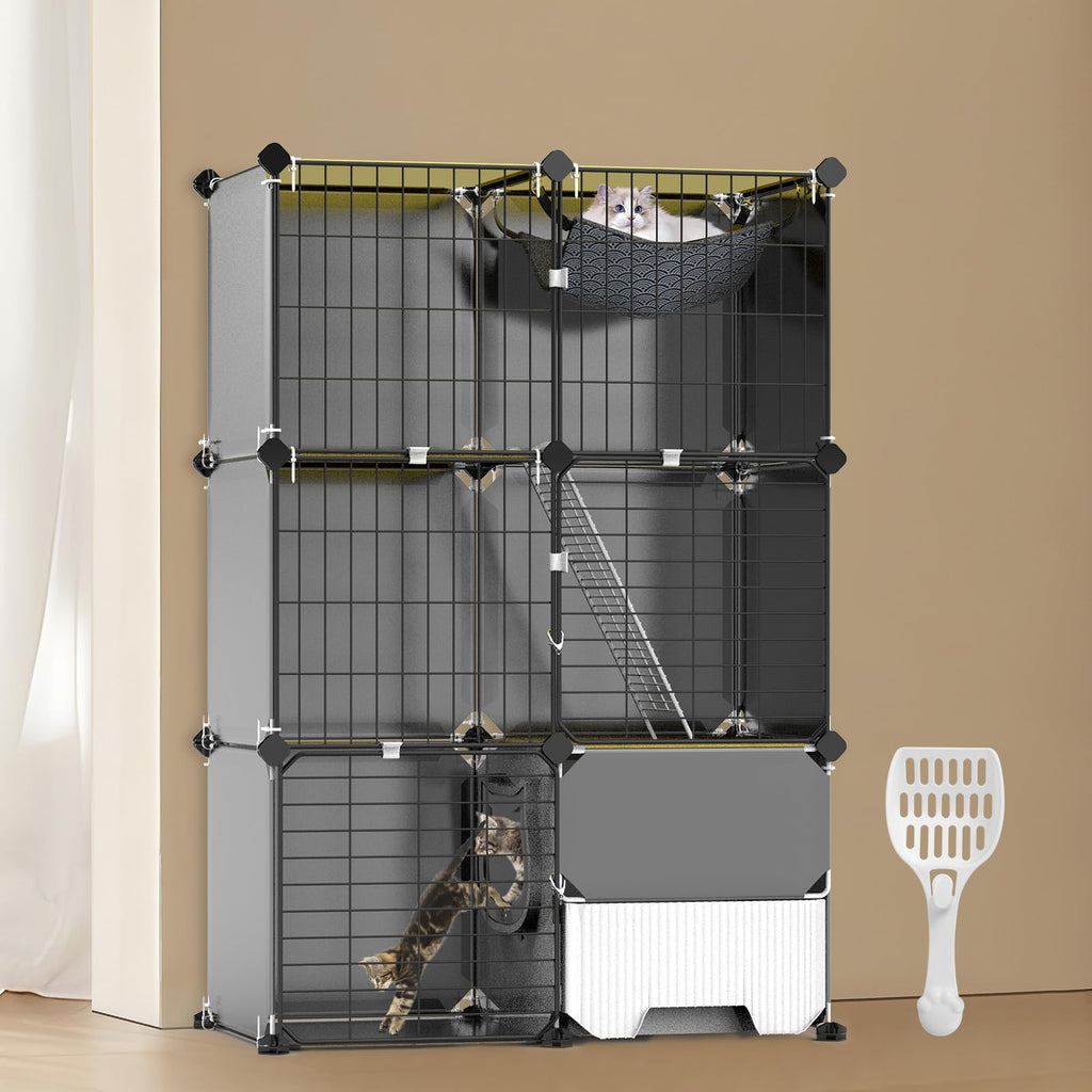 3-Tier Cat Cage with Litter Box I957