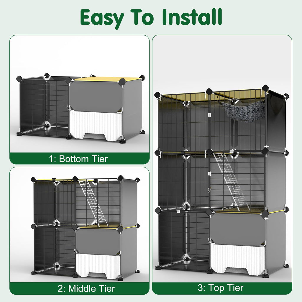 3-Tier Cat Cage with Litter Box I957
