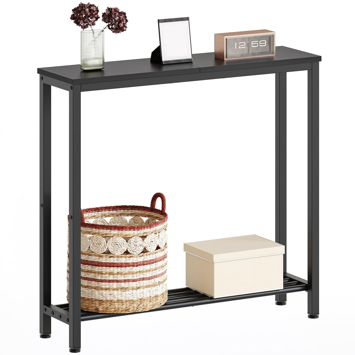 Black 2-Tier Narrow Console Table F78973