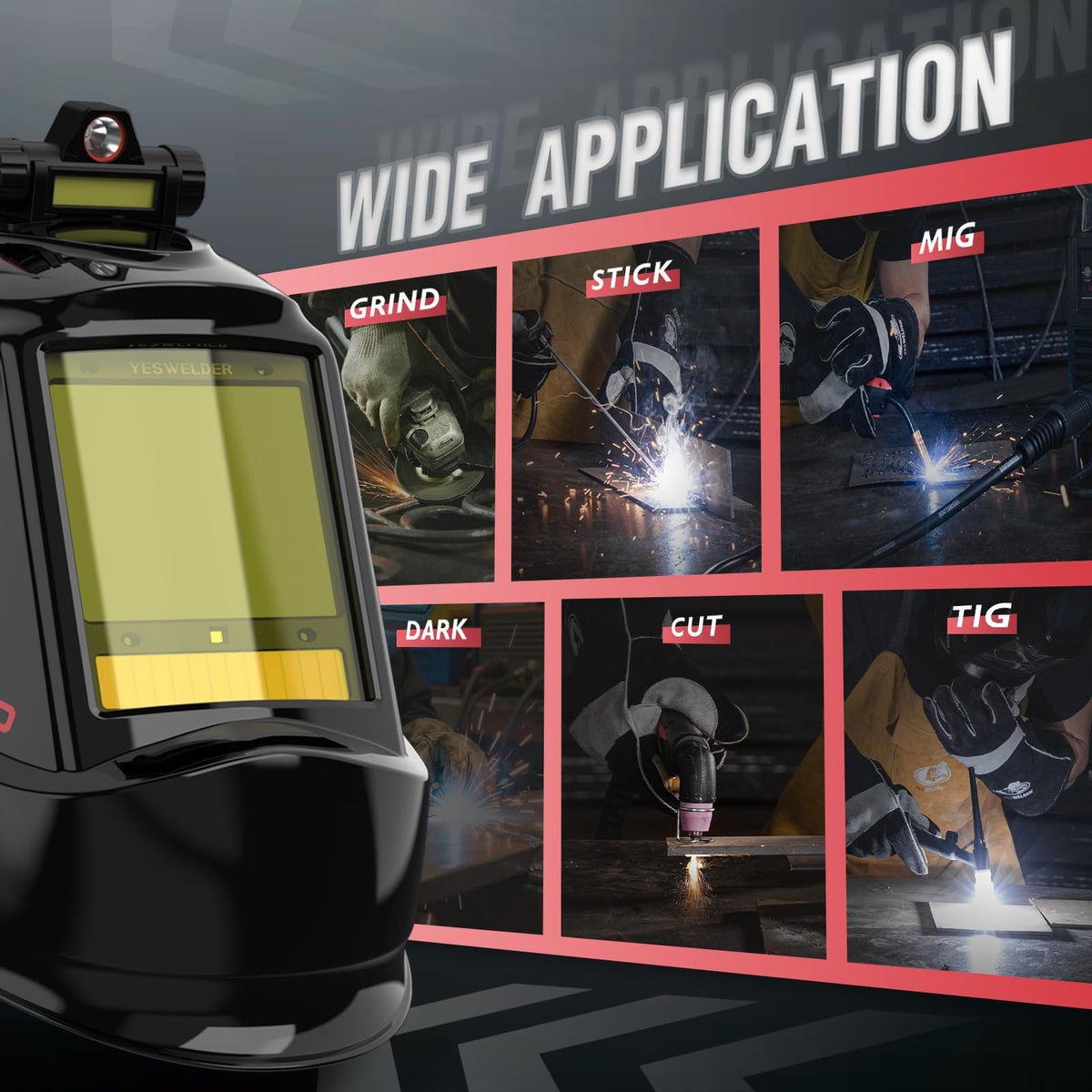 Auto-Shade Welding Helmet with Digital Filter Y3968