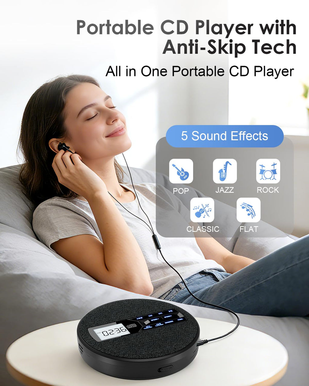 Portable CD Player with Bluetooth & FM Transmitter P22473