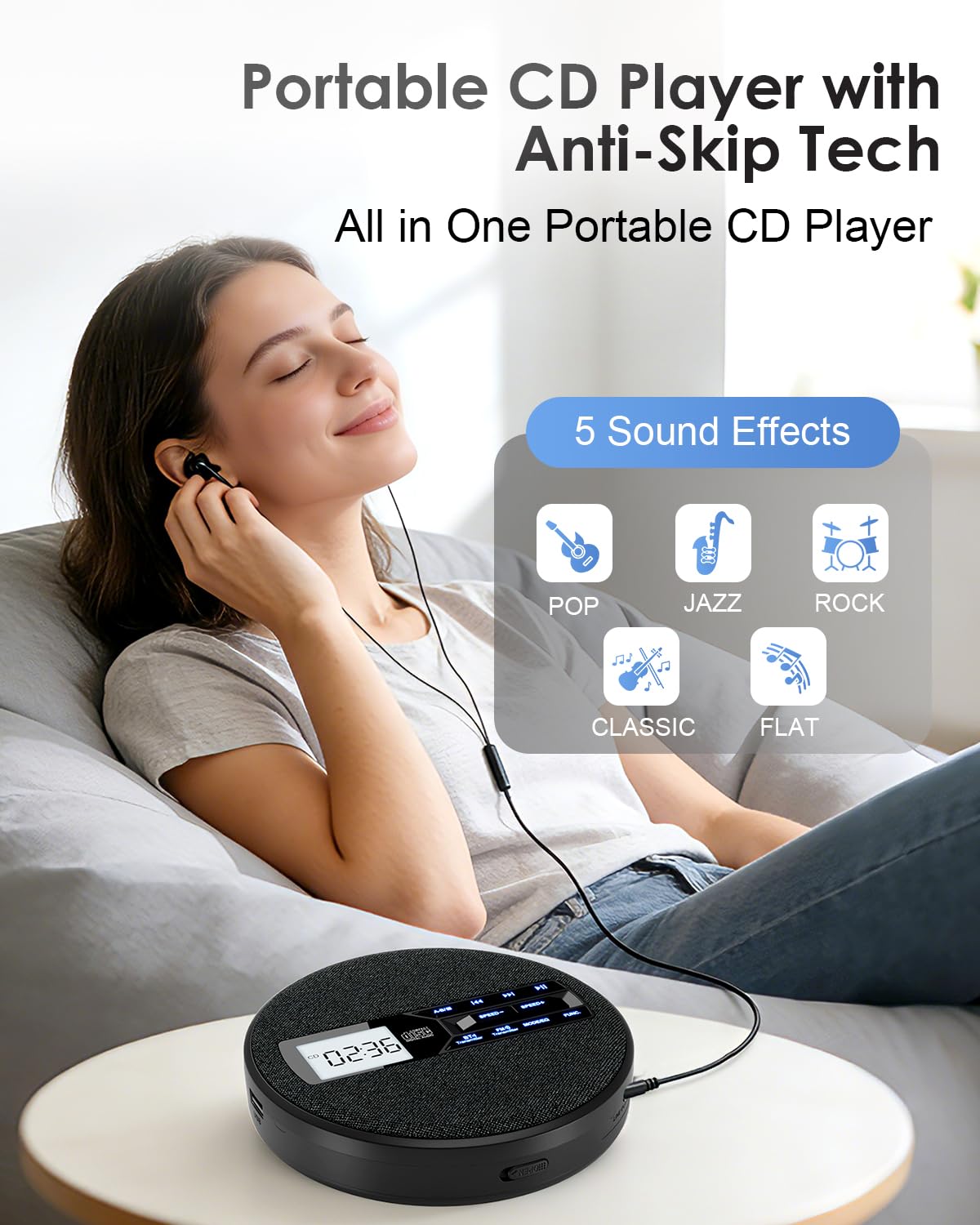 Portable CD Player with Bluetooth & FM Transmitter P22473