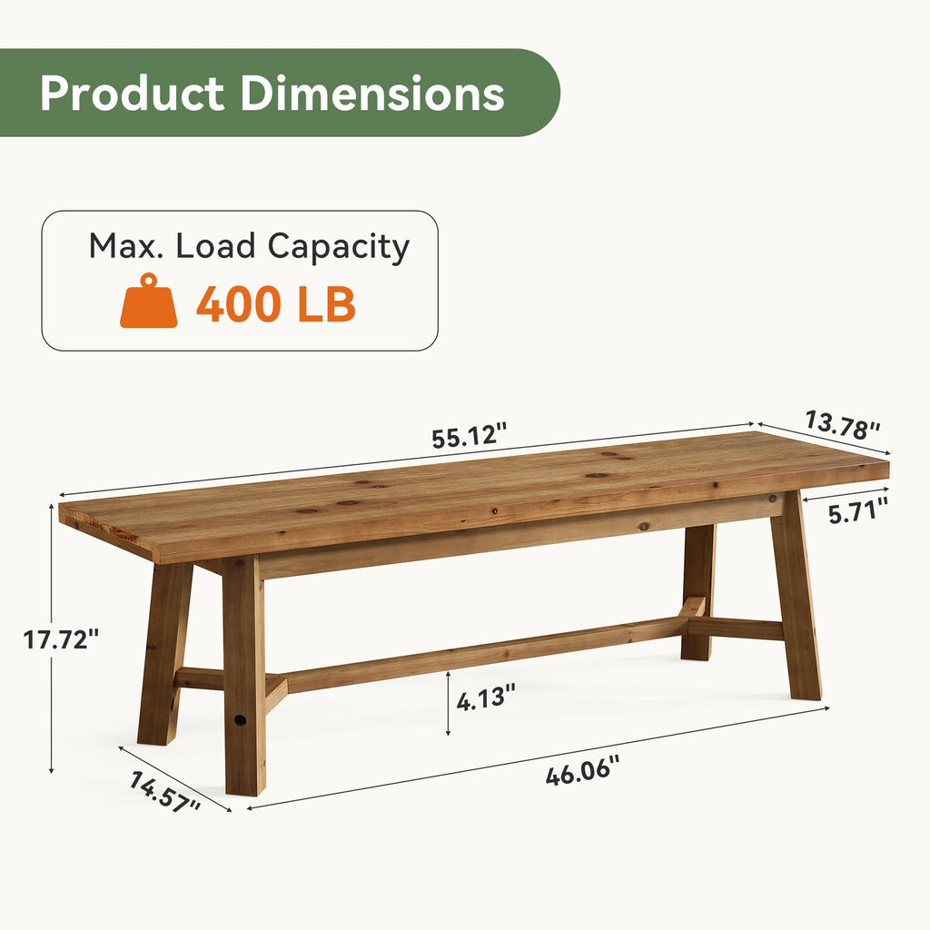 55" Solid Wood Bench S862897