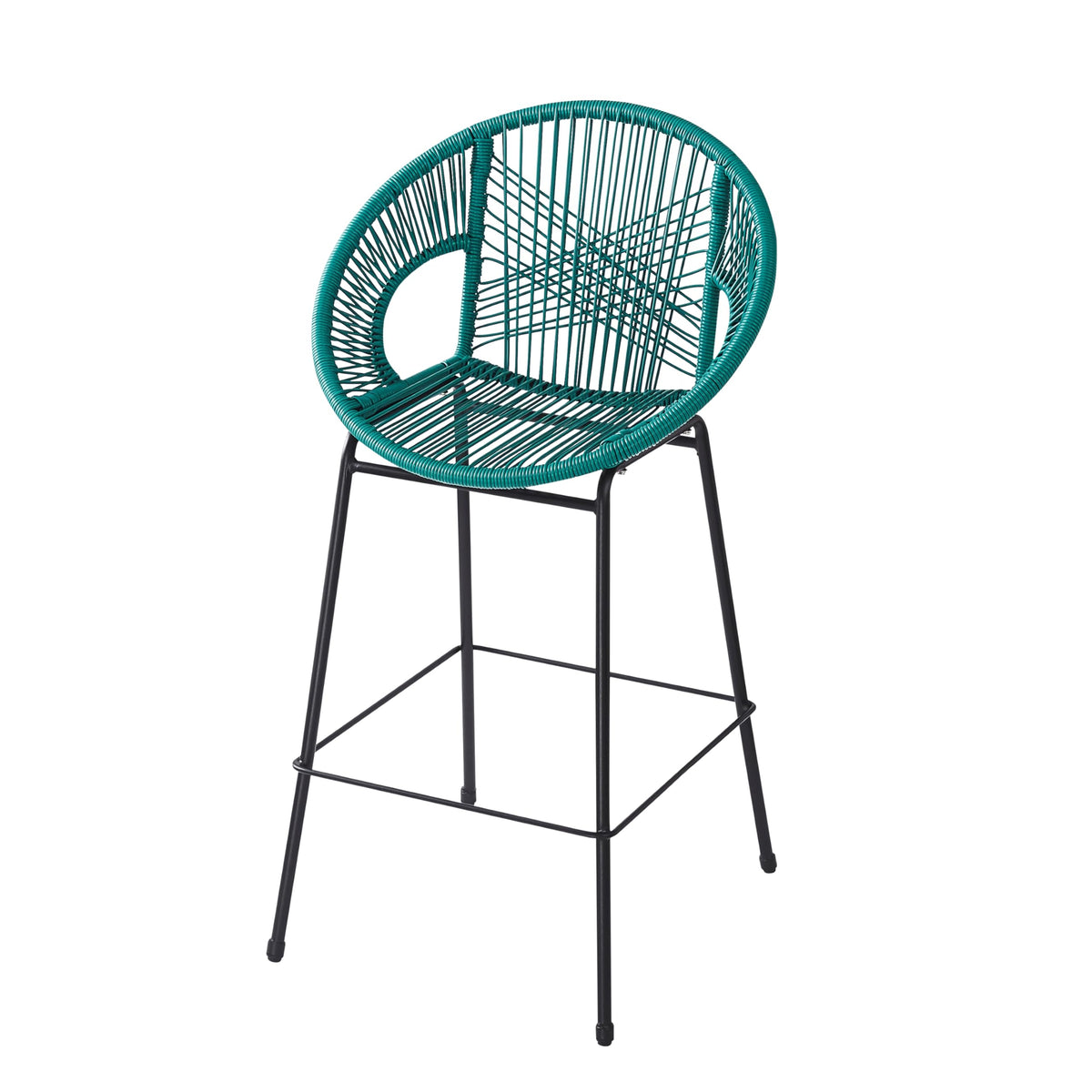 Teal Faux Wicker Outdoor Bar Stool Set of 2 W924813