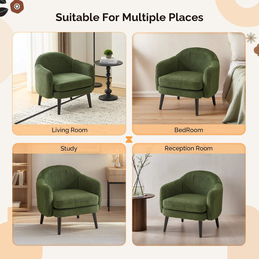 Green Corduroy Accent Armchairs Set of 2 V727124