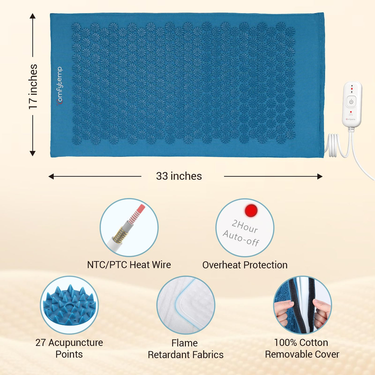 Heated Acupressure Mat 17"x33" Z579696