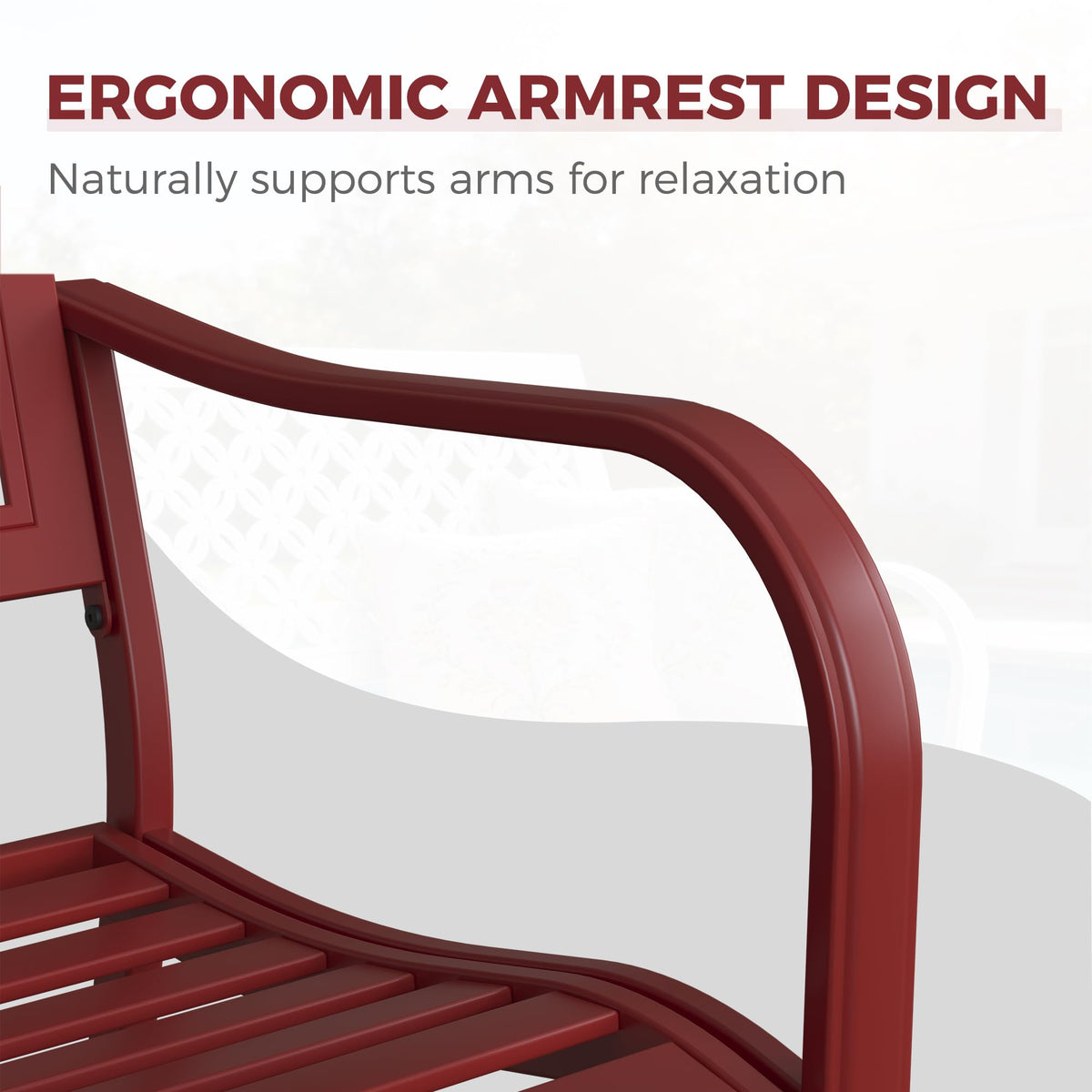 Cherry Red Metal Garden Bench R914878