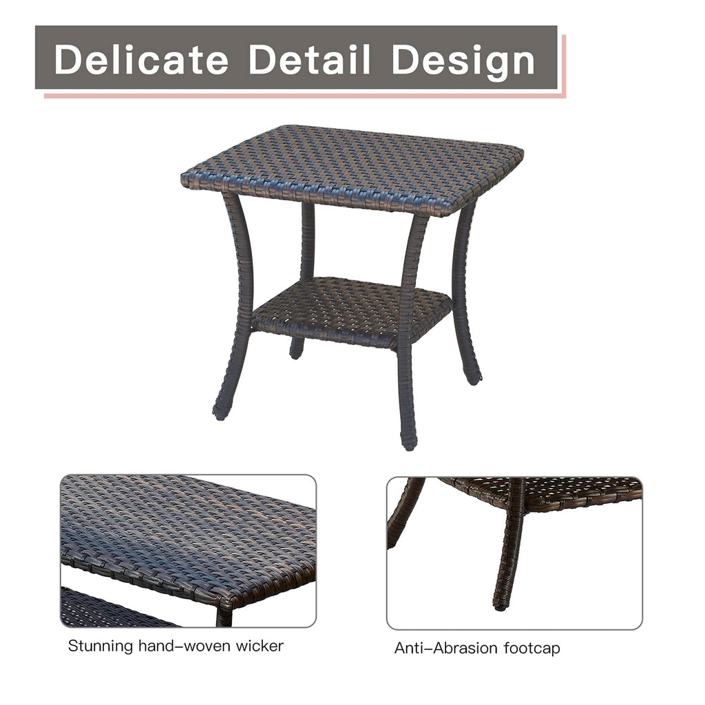 Brown Wicker Rattan 2-Tier Outdoor Coffee Table Z6675