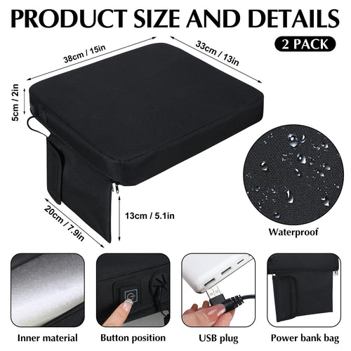 2 Pcs Portable Heated Seat Cushion U3175