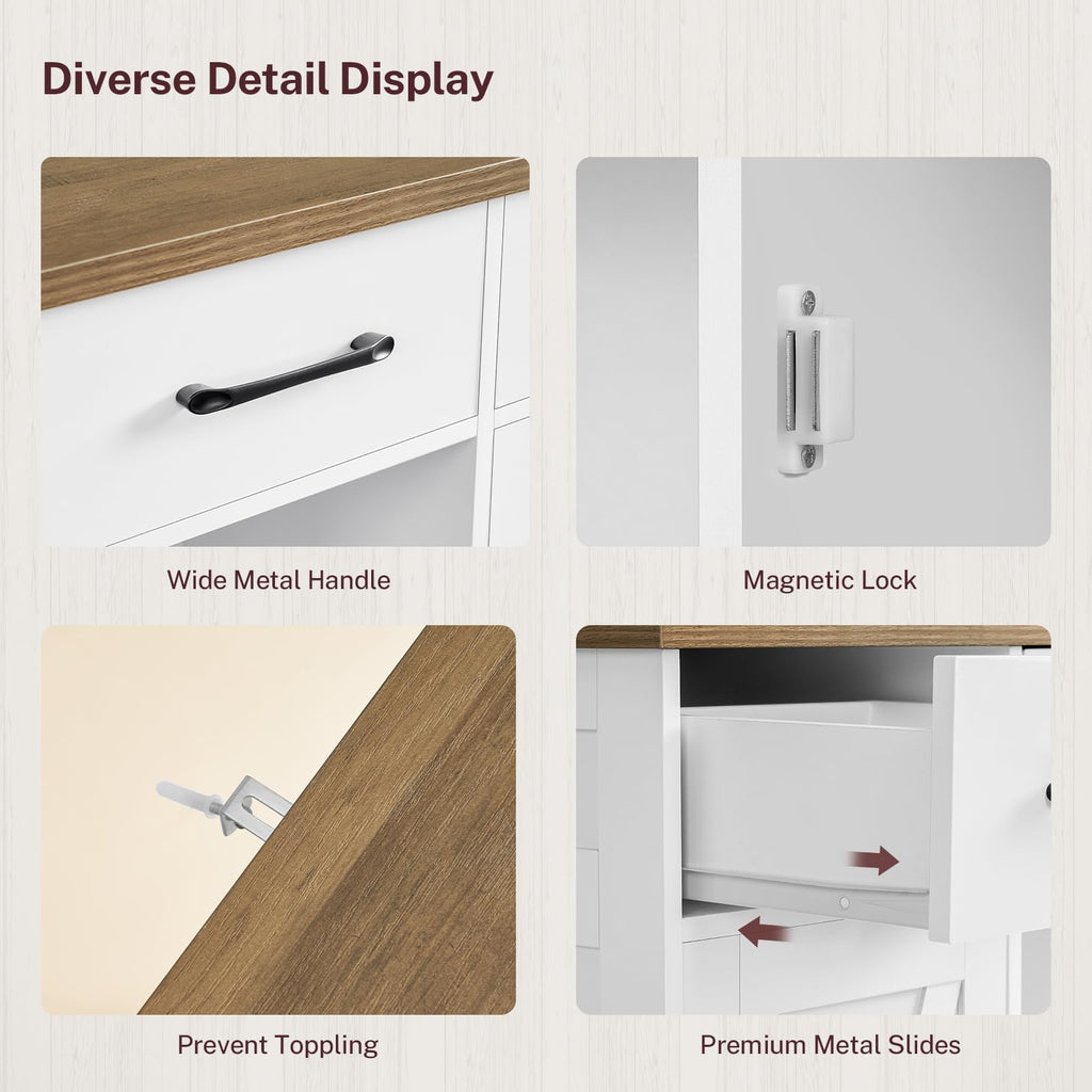 White Storage Cabinet with 3 Drawers and 2 Doors Q72298