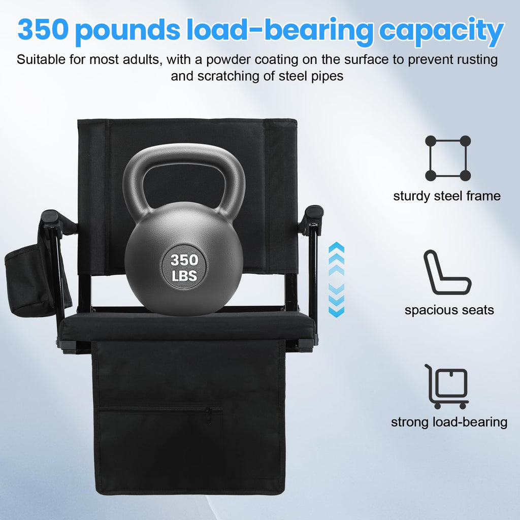 2-Pcs Folding Stadium Seat with Back Support & Cushion H7194