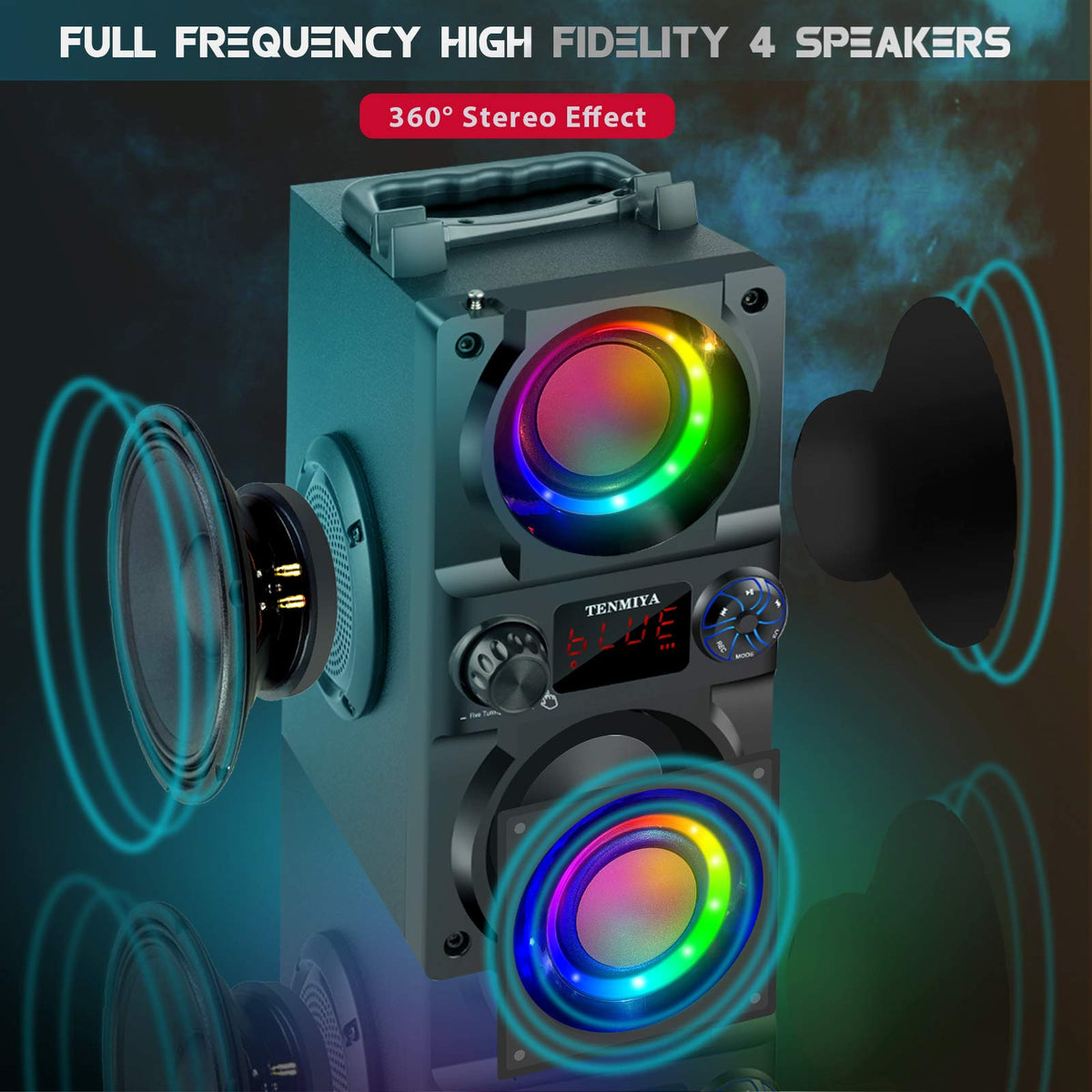 40W Portable Bluetooth Speaker with Lights and FM Radio N97980