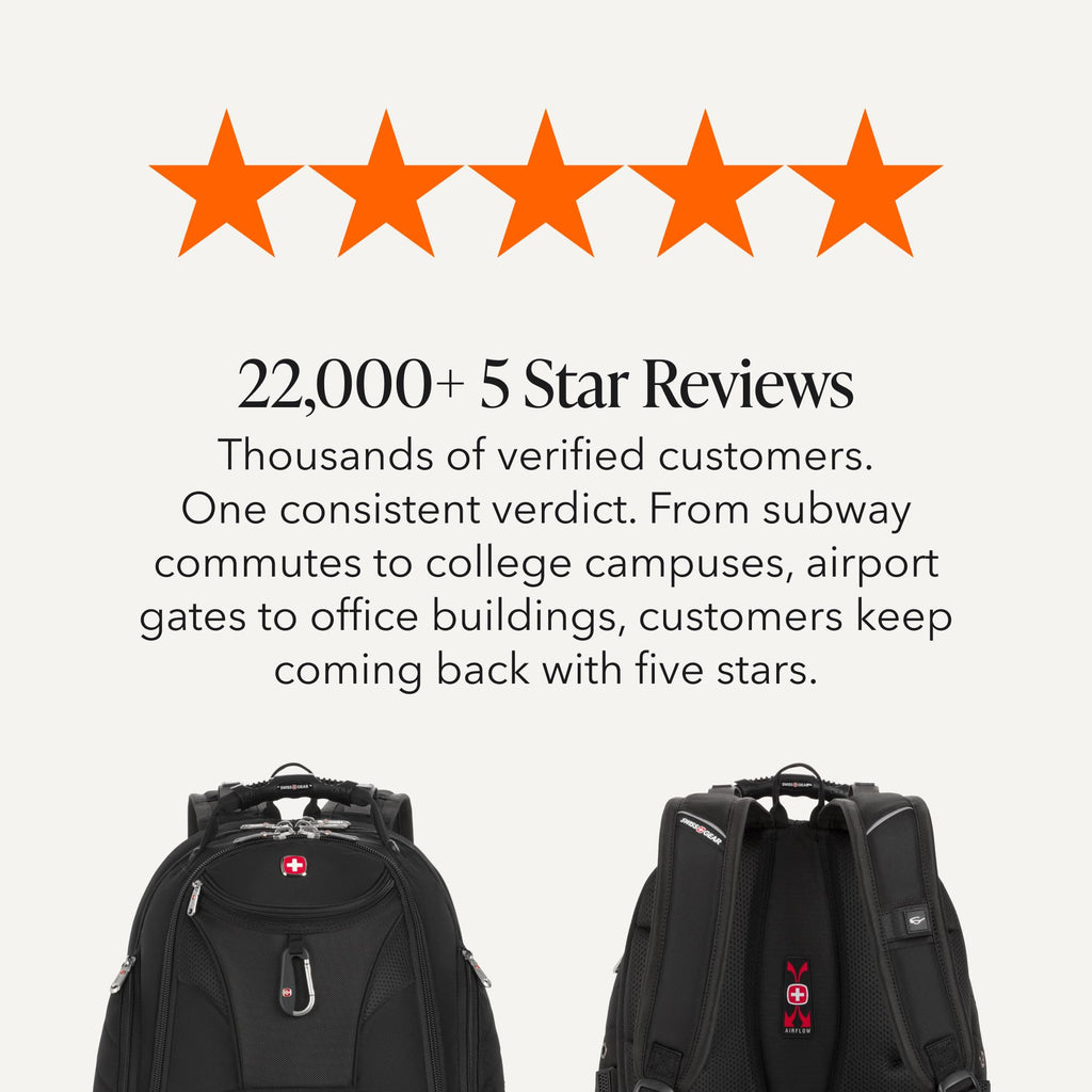 Black 17-Inch Laptop Backpack with Tablet Pocket B9852