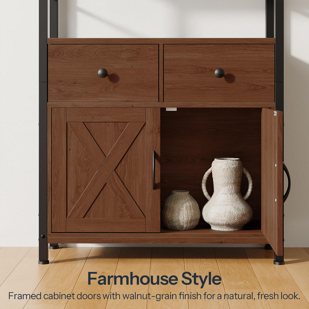 Wooden and Metal Bookshelf with Doors and Drawers H453709