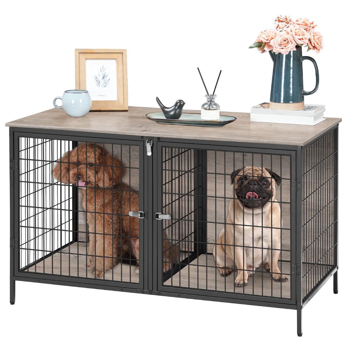 Greige Dog Crate Furniture L91011