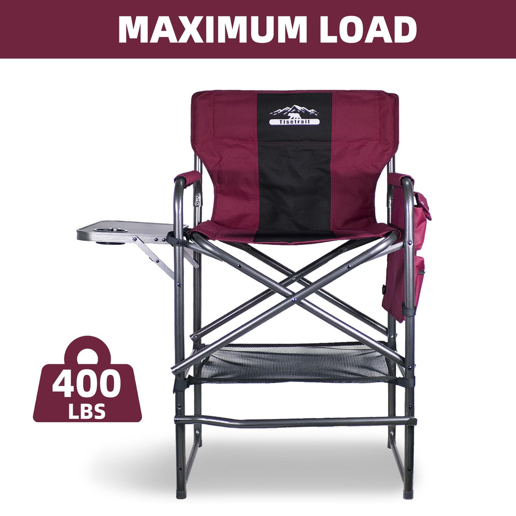 Wine Red Black Bar Height Folding Chair with Side Table M44036