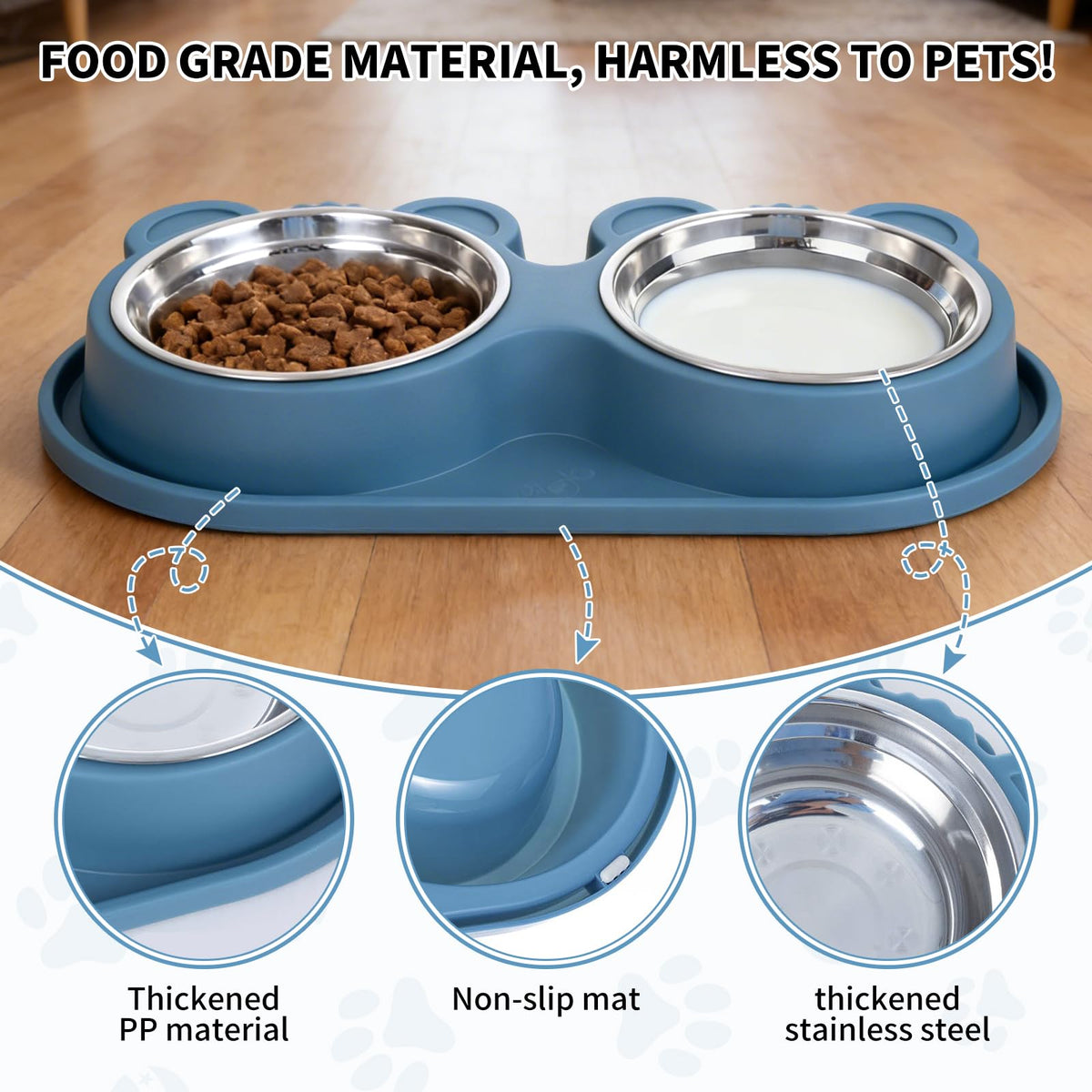 Stainless Steel Double Pet Bowls with Non-Slip Base L5745