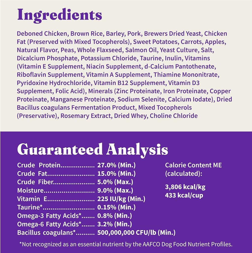 Dry Dog Food, Cage-Free Chicken & Brown Rice Recipe, 21 lb X618