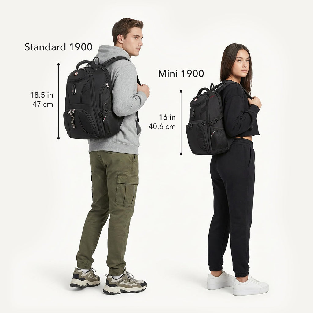 Black 17-Inch Laptop Backpack with Tablet Pocket B9852