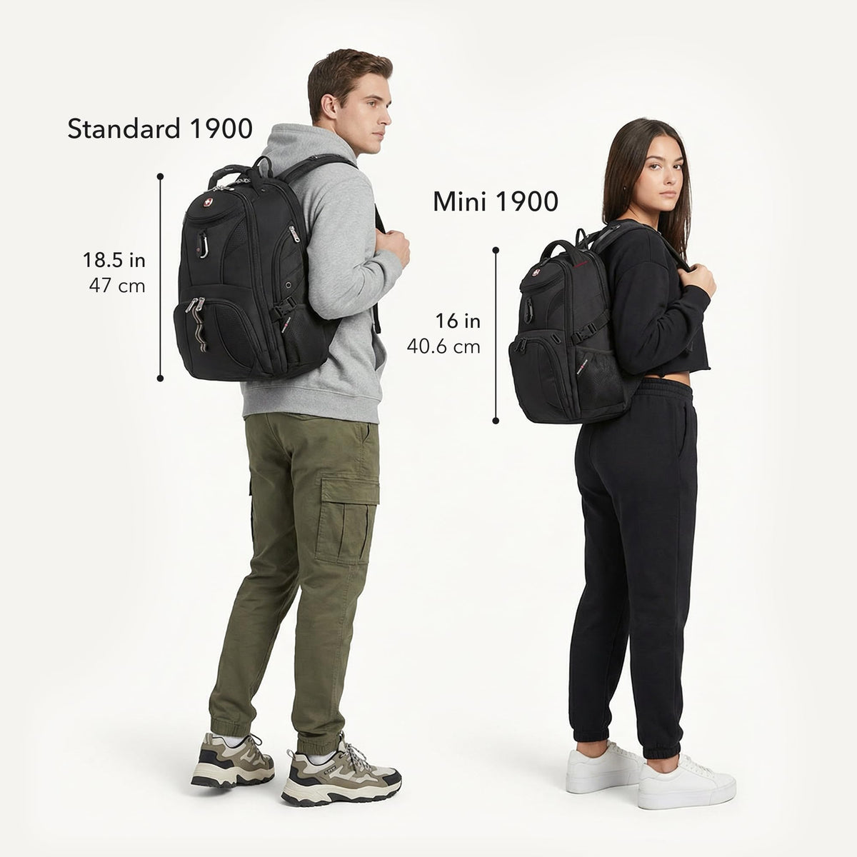 Black 17-Inch Laptop Backpack with Tablet Pocket B9852
