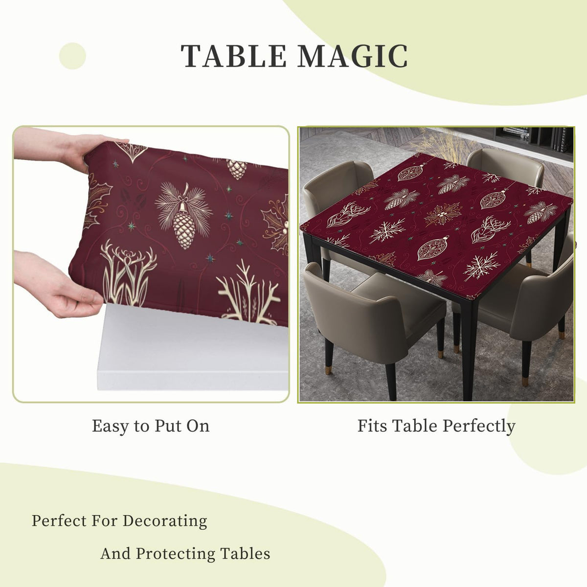 Fitted Square Oval Tablecloth with Elastic Edges 30"x30" P72493