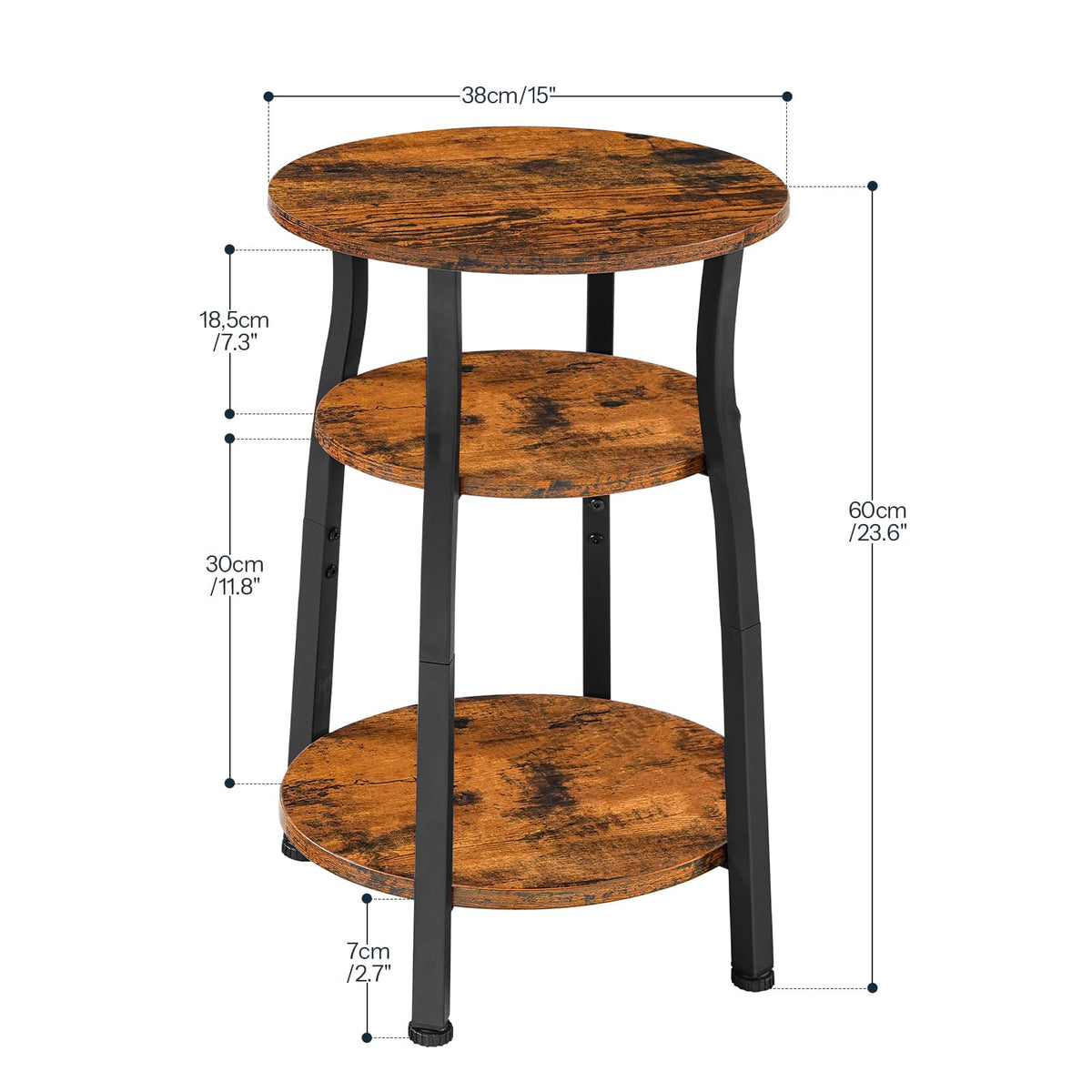 Small Round 3-Tier Storage Side Table K380