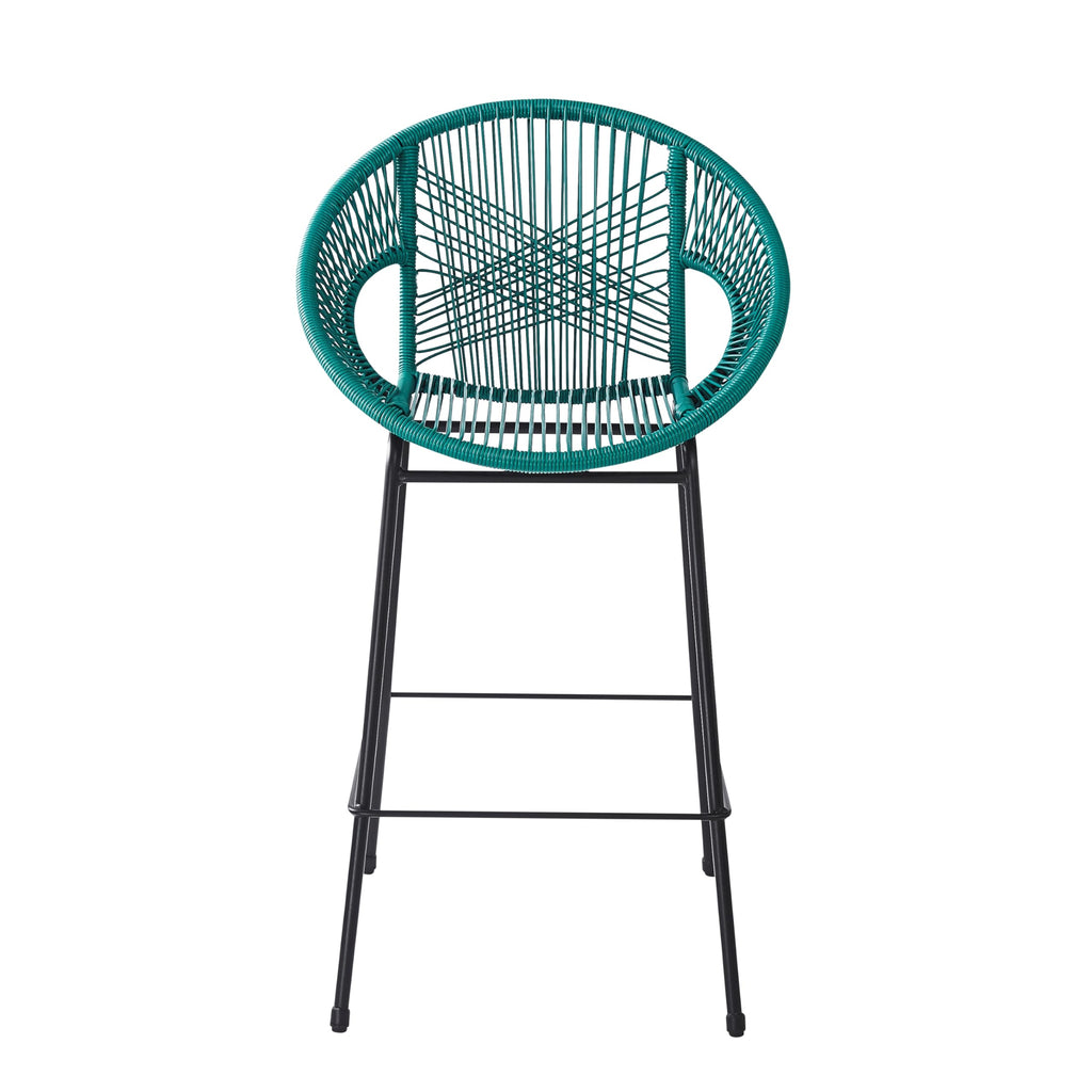 Teal Faux Wicker Outdoor Bar Stool Set of 2 W924813