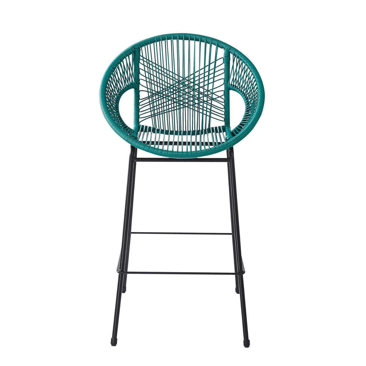 Teal Faux Wicker Outdoor Bar Stool Set of 2 W924813