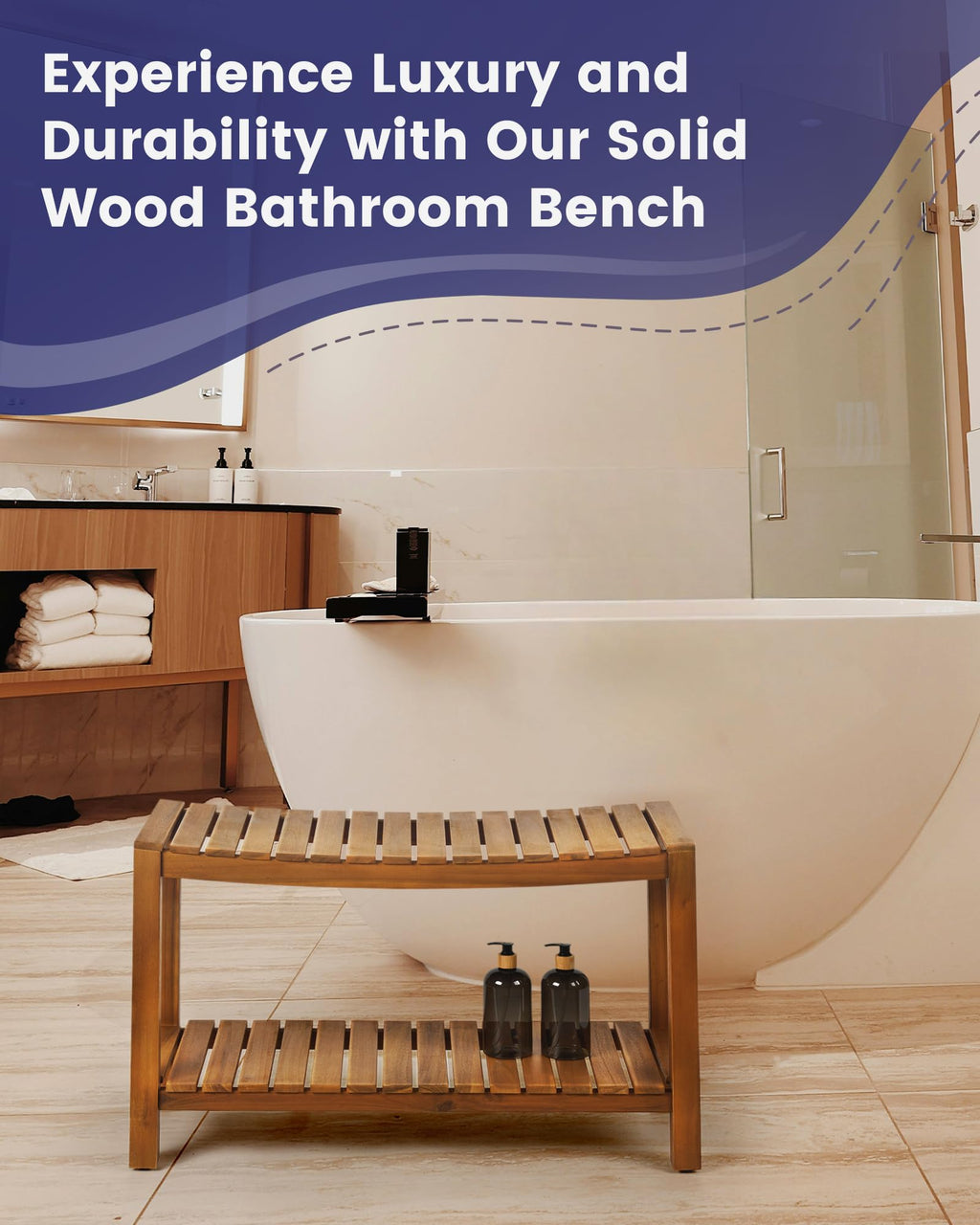 32" Solid Wood Teak Shower Bench G33590