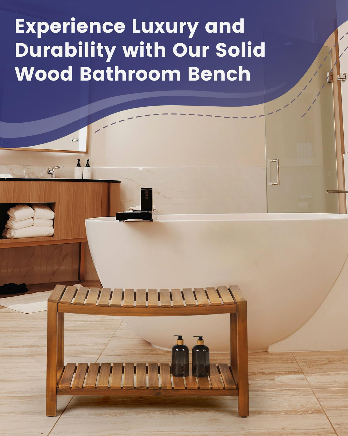 32" Solid Wood Teak Shower Bench G33590