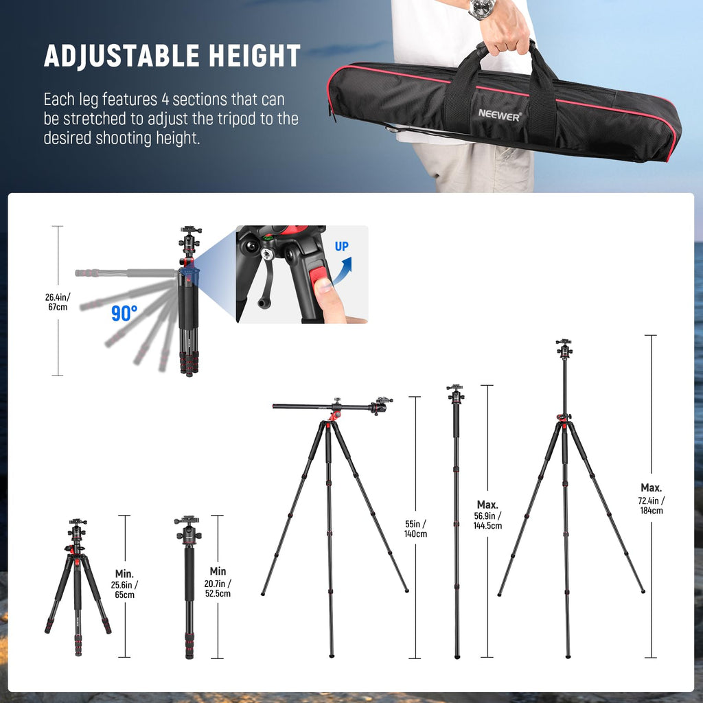 72 Inch Camera Tripod Monopod with Ball Head W77203