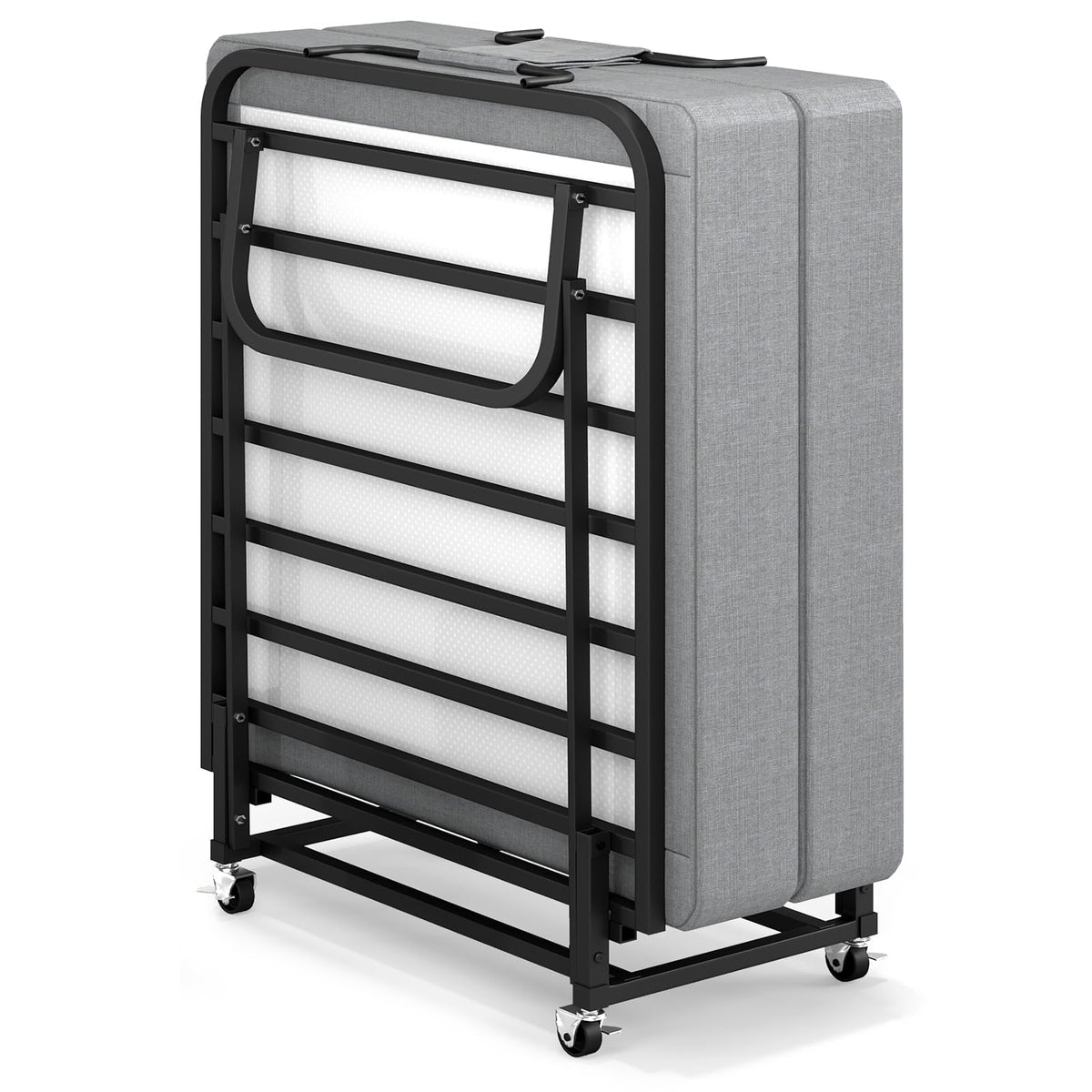 Folding Bed with Mattress on Wheels J672
