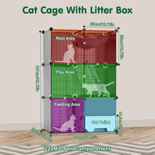 3-Tier Cat Cage with Litter Box I957