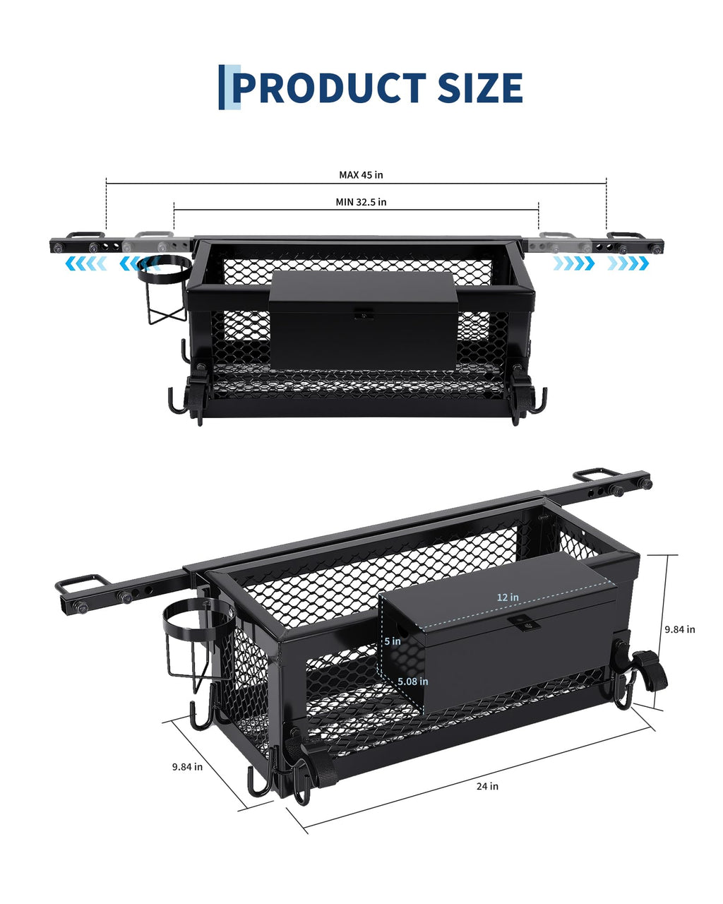 Black Tractor Tool Box Basket Attachment W912