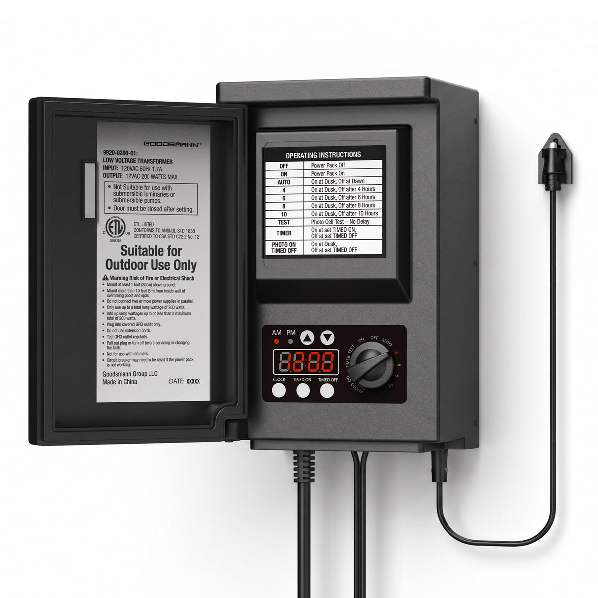 200 Watt Low Voltage Transformer with Timer and Photo Eye Sensor V6448