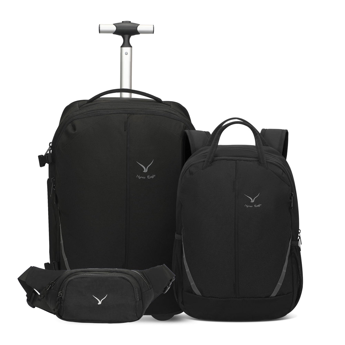 Rolling Backpack with Wheels 43L with Waist Pack Black F785264