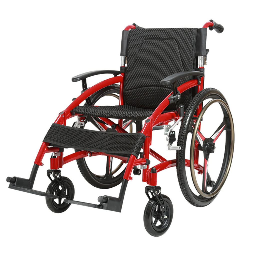 Folding Transport Wheelchair with Detachable Full Arms and Elevating Leg Rest O99879