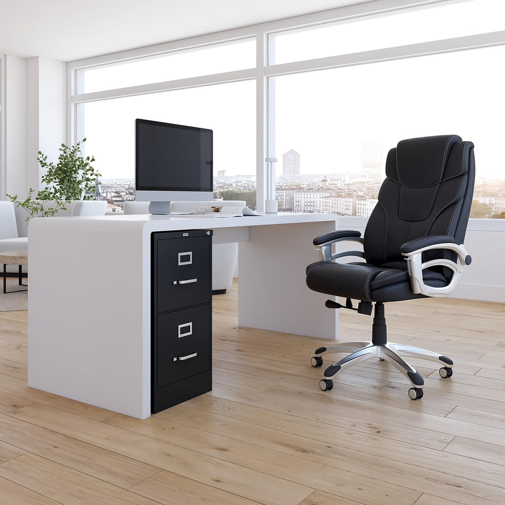 Black 2 Drawer Letter Size Lockable File Cabinet D444