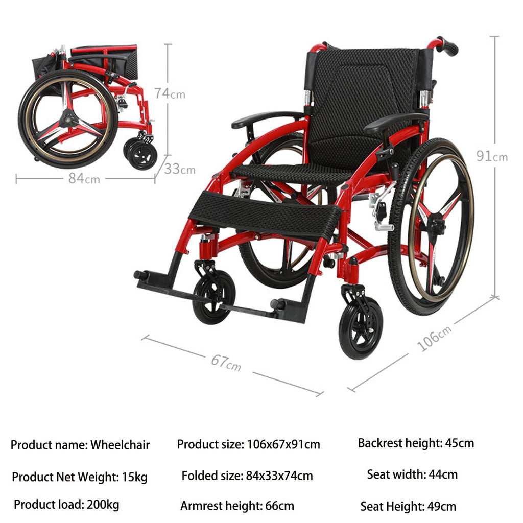 Folding Transport Wheelchair with Detachable Full Arms and Elevating Leg Rest O99879