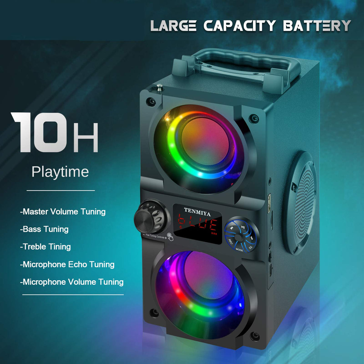 40W Portable Bluetooth Speaker with Lights and FM Radio N97980