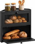 Double Layer Bamboo Bread Box with Wavy Windows F901