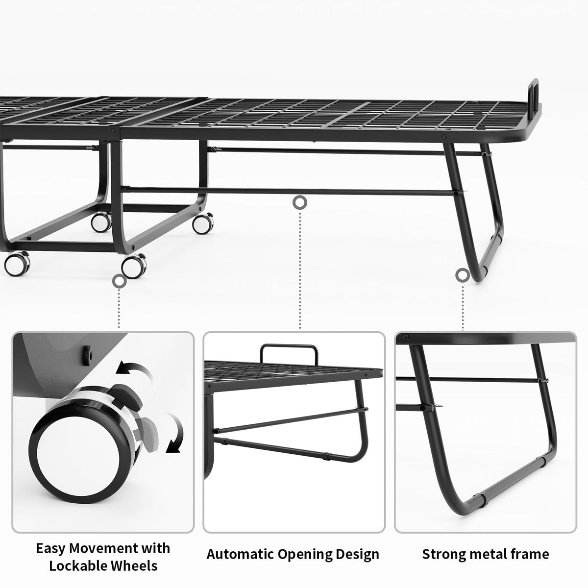 Folding Bed with Mattress 75''x31'' 5 Inch Memory Foam Metal Frame Y515304