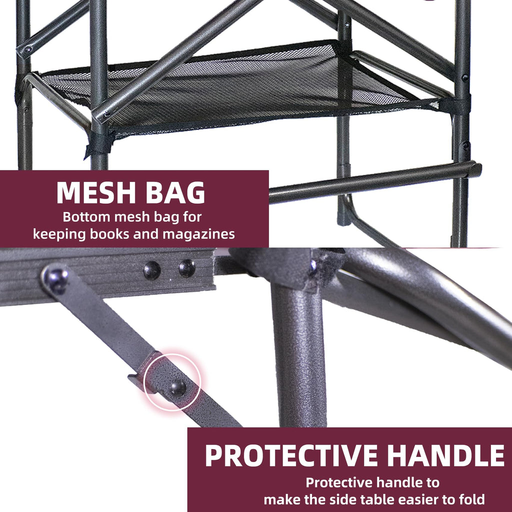 Wine Red Black Bar Height Folding Chair with Side Table M44036