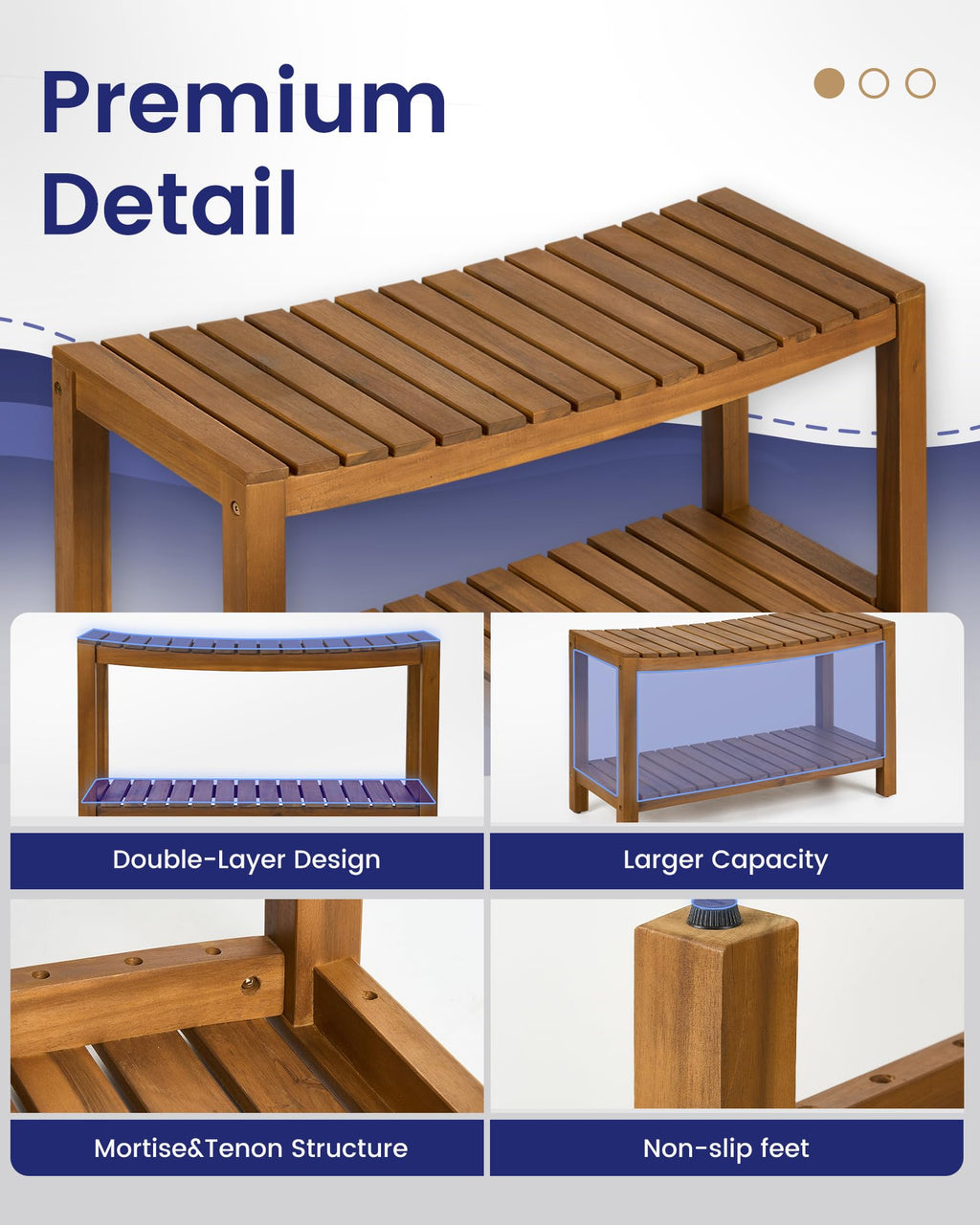 32" Solid Wood Teak Shower Bench G33590