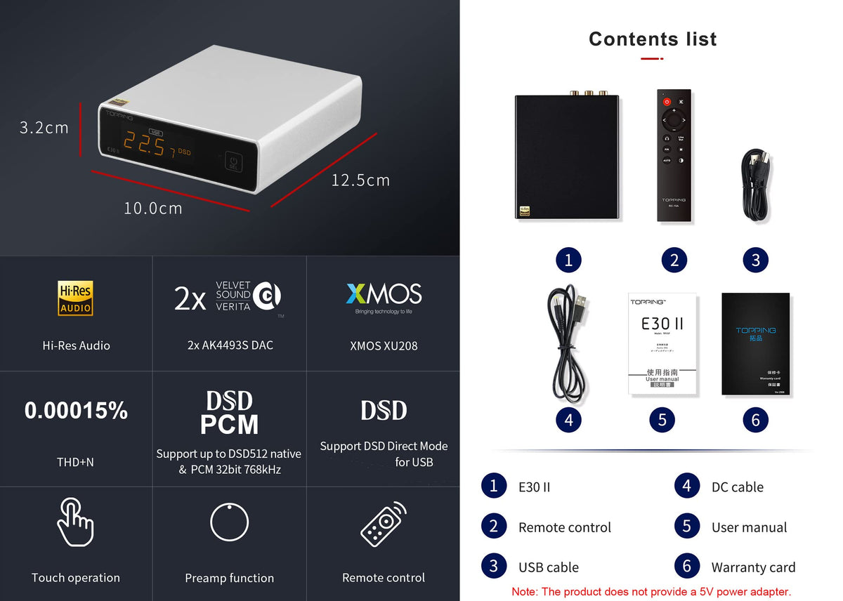 Topping E30 II DAC Preamp Audio Decoder + Topping L30II NFCA Linear Headphone Amp B3238