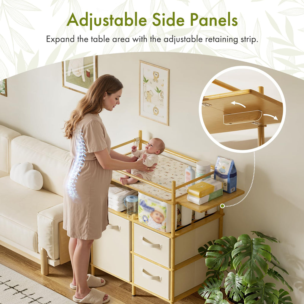 Bamboo Baby Changing Table with 3 Drawers C491