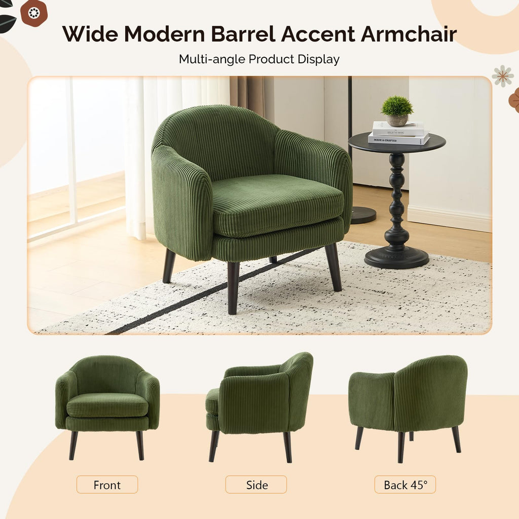 Green Corduroy Accent Armchairs Set of 2 V727124